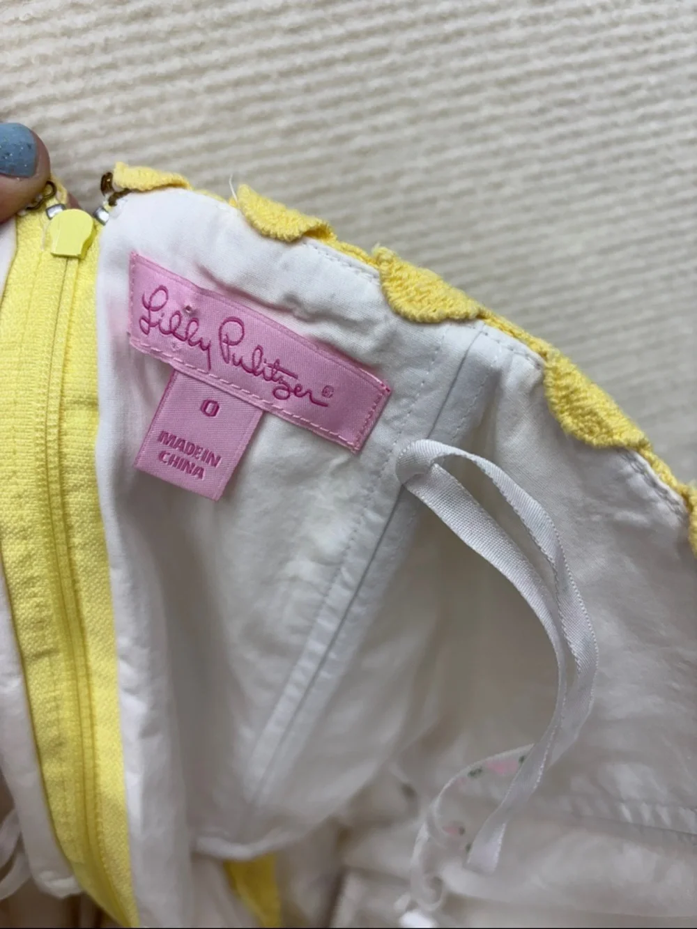 Lilly Pulitzer | Yellow Strapless Lace Dress crochet 0 - Picture 6 of 7